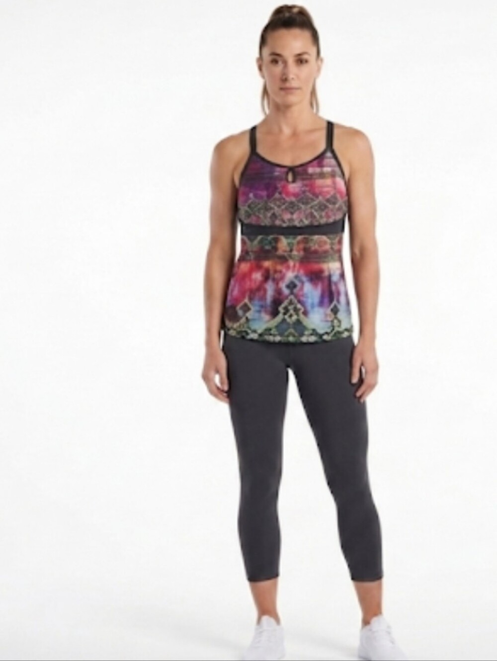 Kos USA Jazzercise geometric pattern workout tank top
